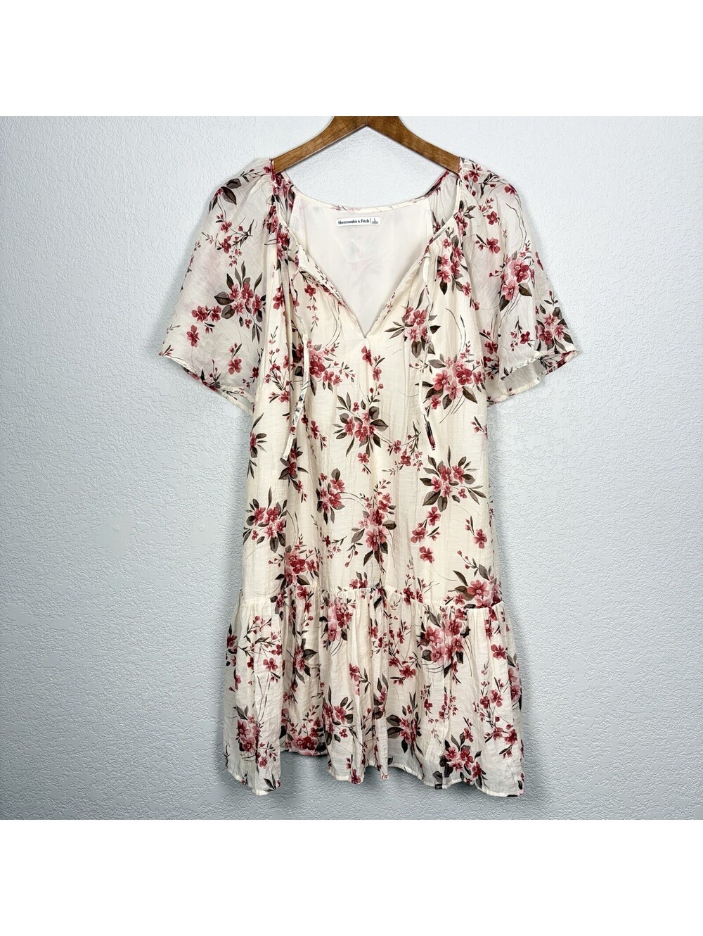 Abercrombie & Fitch Women’s L Floral Mini Dress Ruffle Hem Short Sleeve Feminine